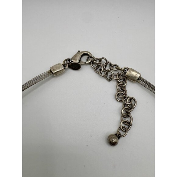 Chicos Silver Tone Wire Chain Floating Disc Pendant Necklace Statement Modernist - Picture 4 of 6